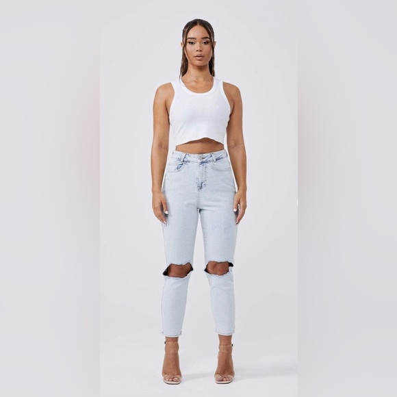 Legend MOM JEANS KNEE RIPPED - BLEACH WASH - Picture 3 of 7